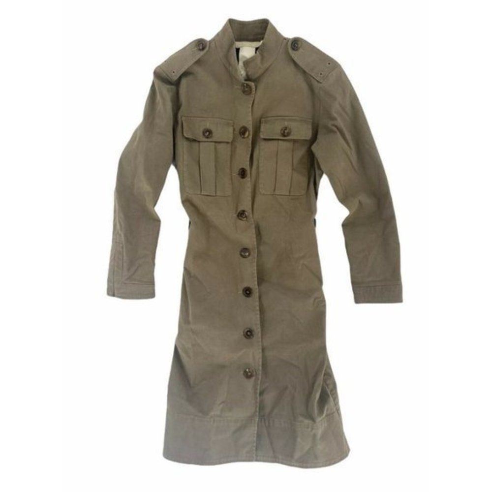 ‘S Max Mara army green Button Trench Coat size 6